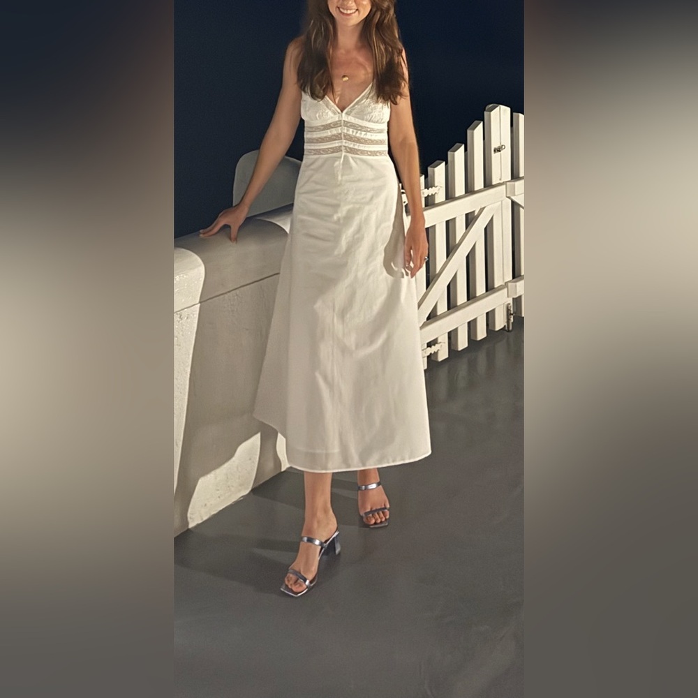 Zara White Maxi A-Line Dress Resort Wear